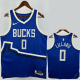 24-25 BUCKS LILLARD #0 Blue City Edition Top Quality Hot Pressing NBA Jersey(V领)