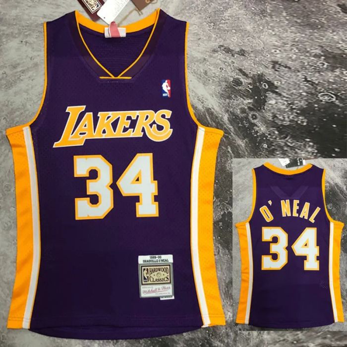 2000 LAKERS O‘NEAL #34 Purple Retro Top Quality Hot Pressing NBA Jersey