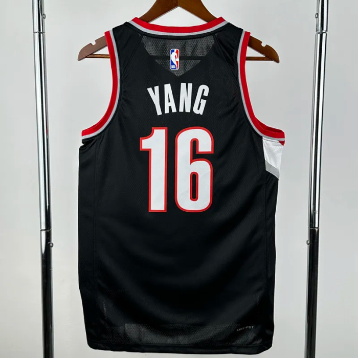22-23 Trail Blazers YANG #16 Black Top Quality Hot Pressing NBA Jersey