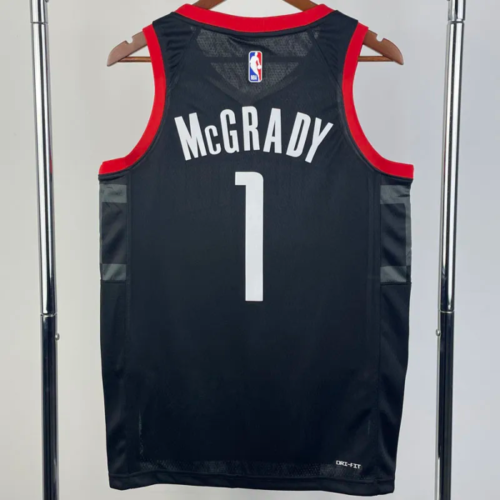 23-24 Rockets McGRADY #1 Black Top Quality Hot Pressing NBA Jersey (Trapeze Edition)