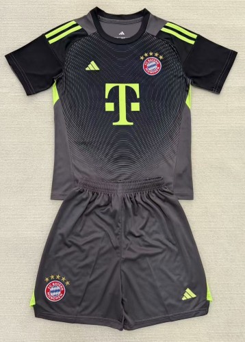25-26 Bayern Grey Black Goalkeeper Kids Soccer Jersey