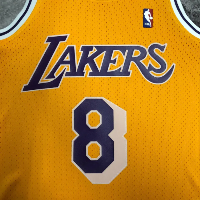 1997 LAKERS BRYANT #8 Yellow Retro Top Quality Hot Pressing NBA Jersey