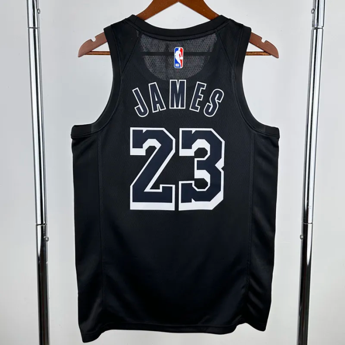 LAKERS JAMES #23 Black Top Quality Hot Pressing NBA Jersey