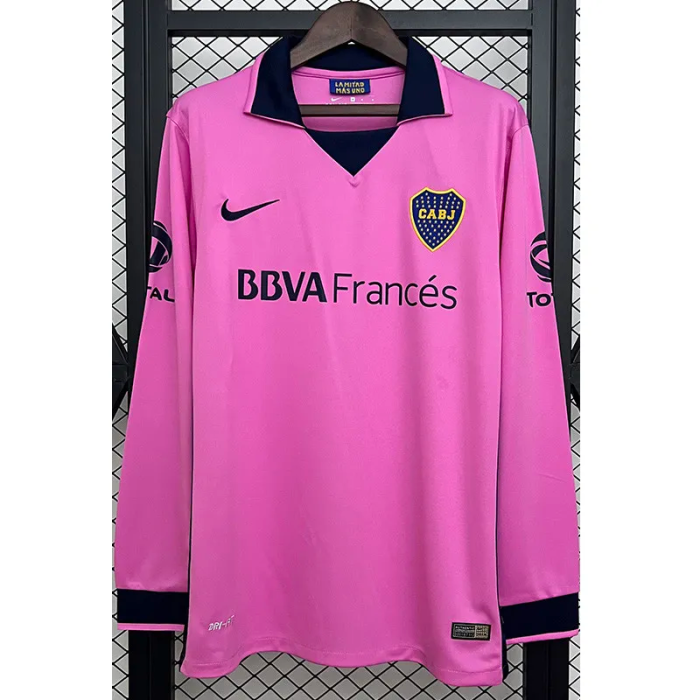 2013-2014 Boca Juniors Pink Long Sleeve Retro Soccer Jersey (长袖)