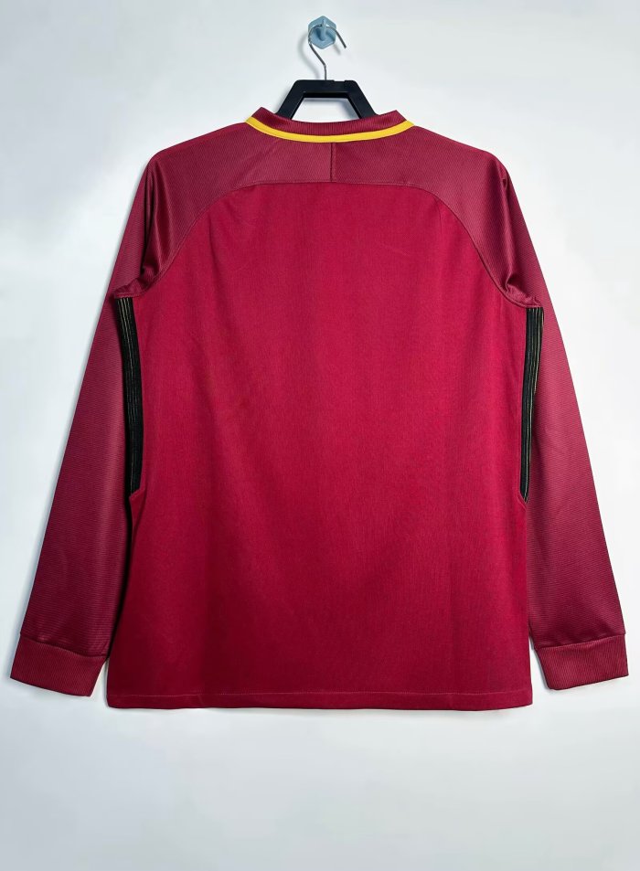 2017-2018 Roma Home Long sleeves Retro Soccer Jersey