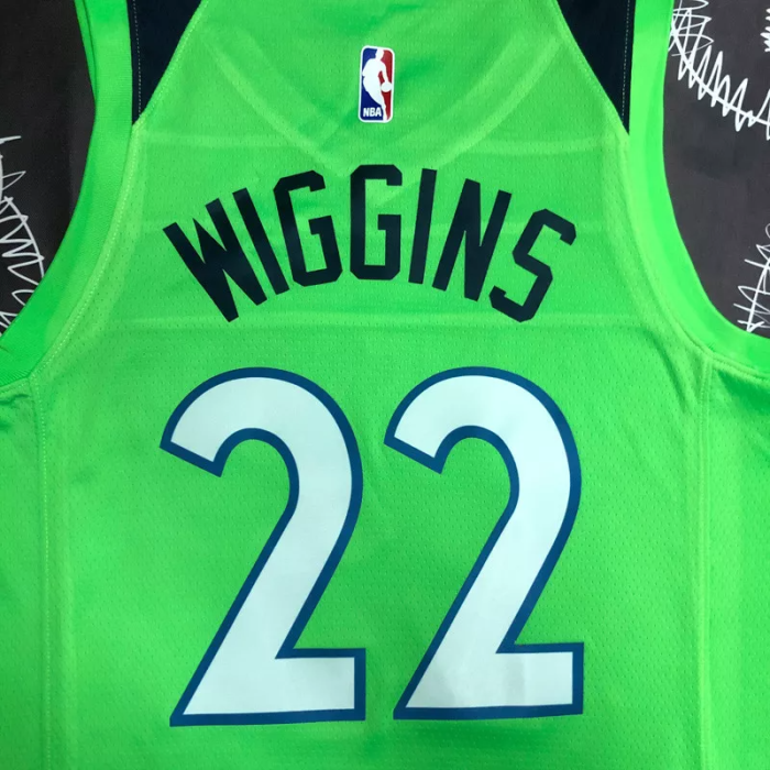 Timberwolves WIGGINS #22 Fluorescent Green Top Quality Hot Pressing NBA Jersey