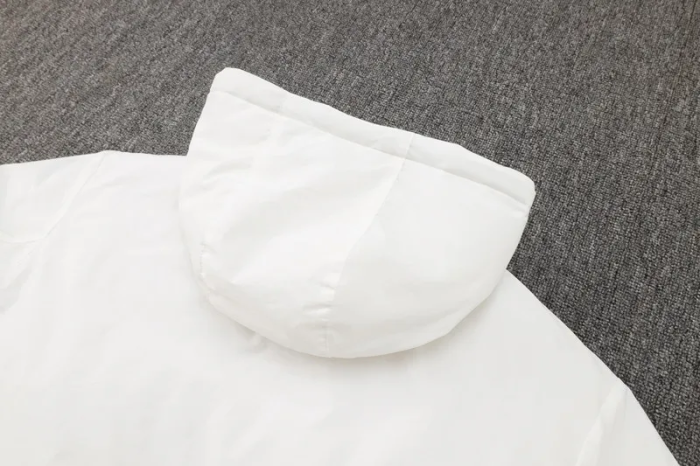 24-25 Sao Paulo White Hooded Windbreaker Fabric Cotton Coat