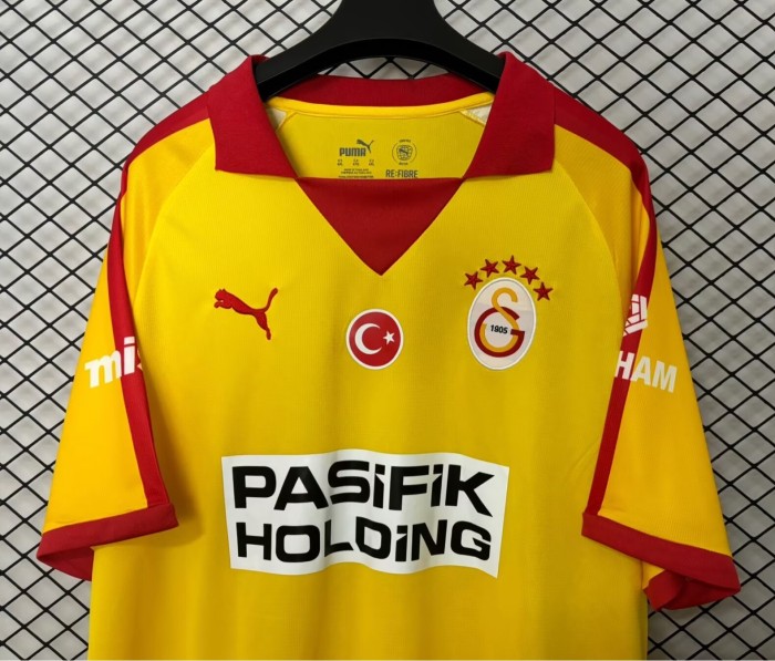25-26 Galatasaray Yellow Long Sleeve Fans Soccer Jersey (长袖)