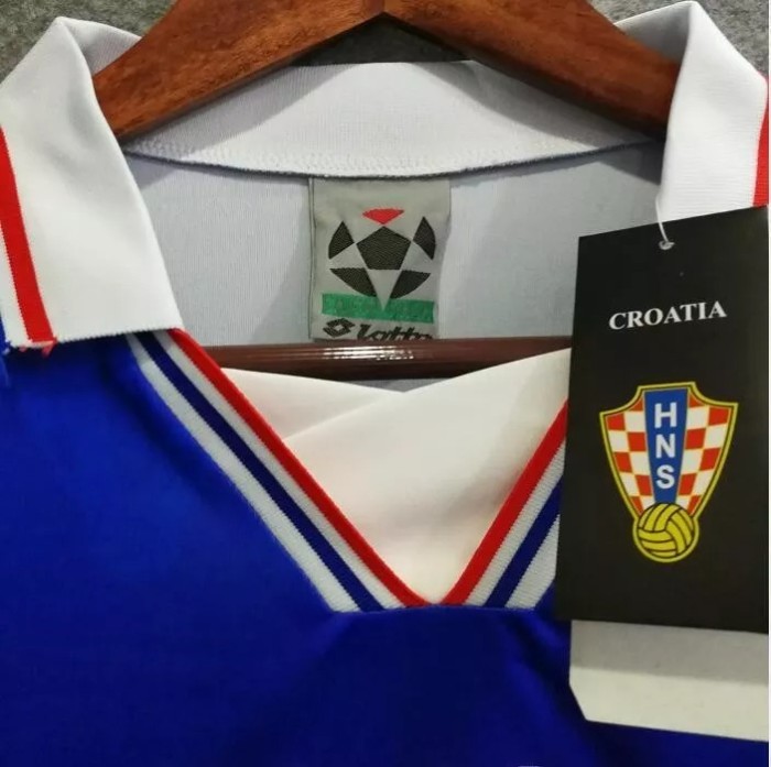 1998 Croatia Away Blue Retro Soccer Jersey