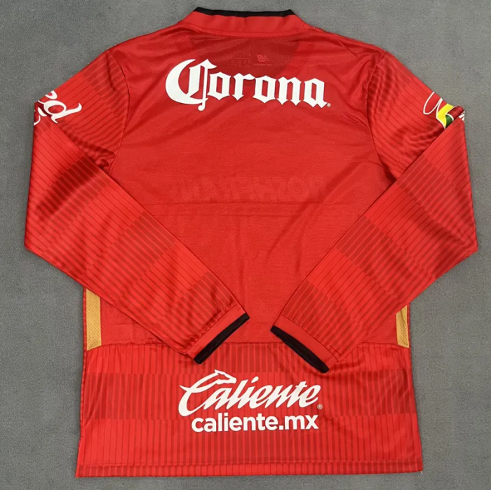 25-26 Toluca Home Long Sleeve Soccer Jersey 1:1 Thai Quality*带星