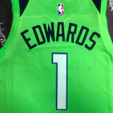 Timberwolves EDWARDS #1 Fluorescent Green Top Quality Hot Pressing NBA Jersey