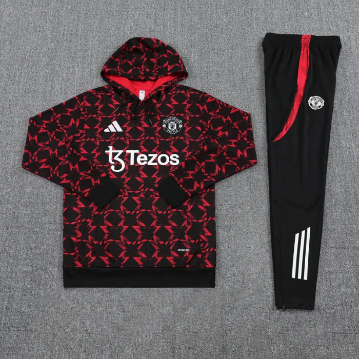 25-26 Man Utd Red Black Hoodie Tracksuit (卫衣套装)