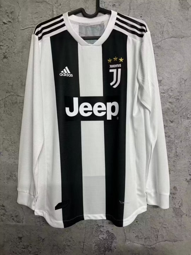 2018-2019 JUV Home Retro Long Sleeve Soccer Jersey