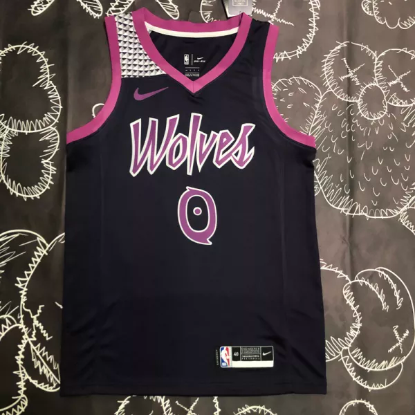 Timberwolves RUSSEL #0 Purple Black Top Quality Hot Pressing NBA Jersey