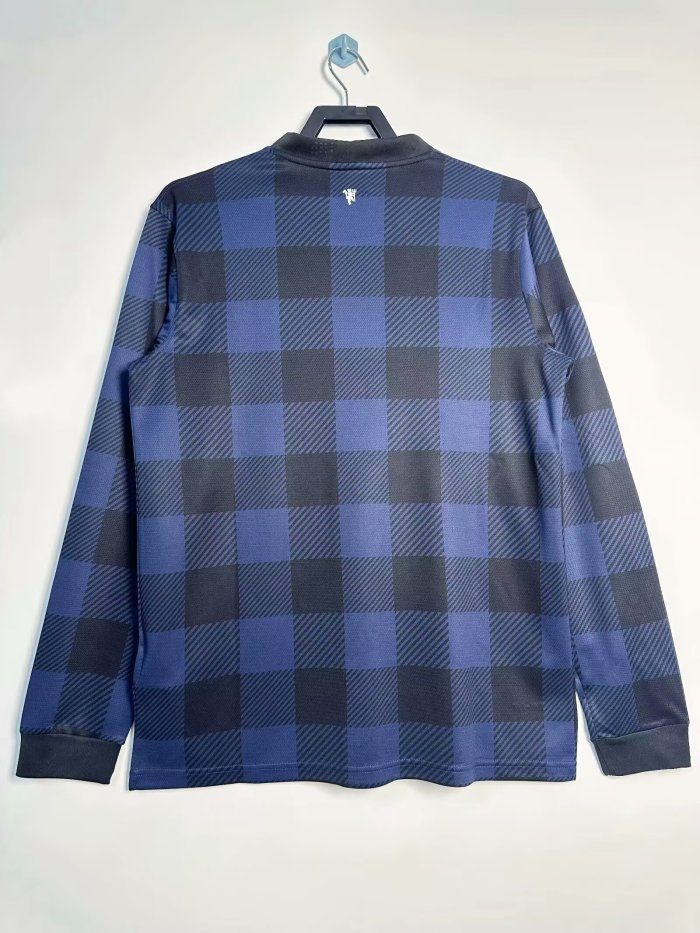 2013-2014 Man Utd Away Long sleeves Retro Soccer Jersey