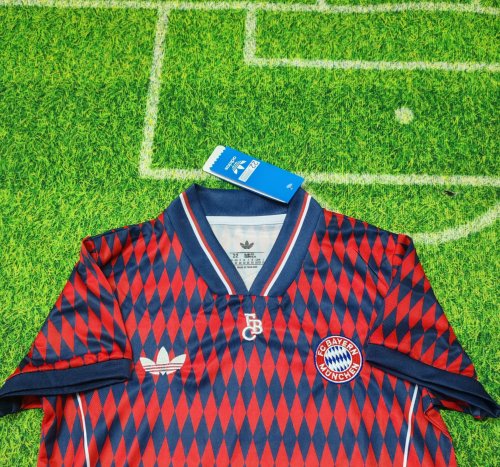 25-26 Bayern Red Blue Casual Edition Kids Soccer Jersey