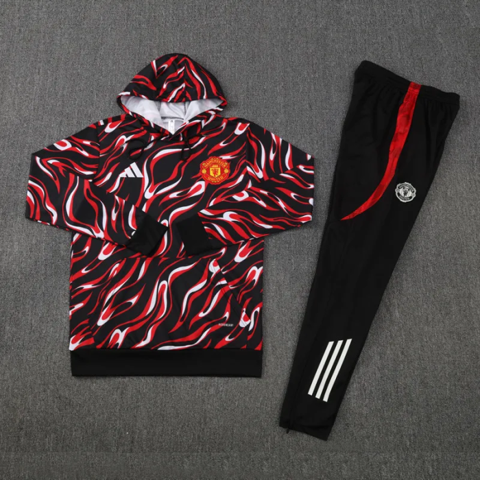 25-26 Man Utd Red Black Hoodie Tracksuit (卫衣套装)