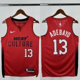 24-25 HEAT ADEBAYO #13 Red City Edition Top Quality Hot Pressing NBA Jersey (V领）