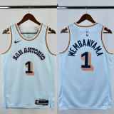 24-25 SA Spurs WEMBANYAMA #1 Light blue City Edition Top Quality Hot Pressing NBA Jersey