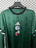 25-26 Schalke 04 150th Anniversary Commemorative Edition Long sleeves Fans Soccer Jersey（The Badge only prints English letters and does not have a background image）