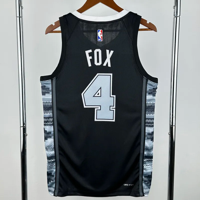 22-23 SA Spurs FOX #4 Black Top Quality Hot Pressing NBA Jersey (Trapeze Edition) 飞人版