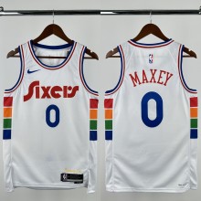 24-25 76ERS MAXEY #0 White City Edition Top Quality Hot Pressing NBA Jersey