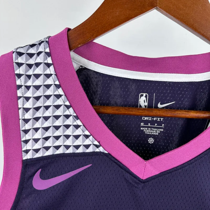 TIMBERWOLVES EDWARDS #5 Purple Black Top Quality Hot Pressing NBA Jersey