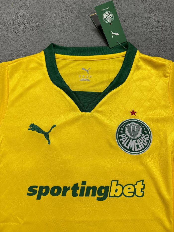 25-26 Palmeiras Yellow Third Women Soccer Jersey (女)  1:1 Thai Quality