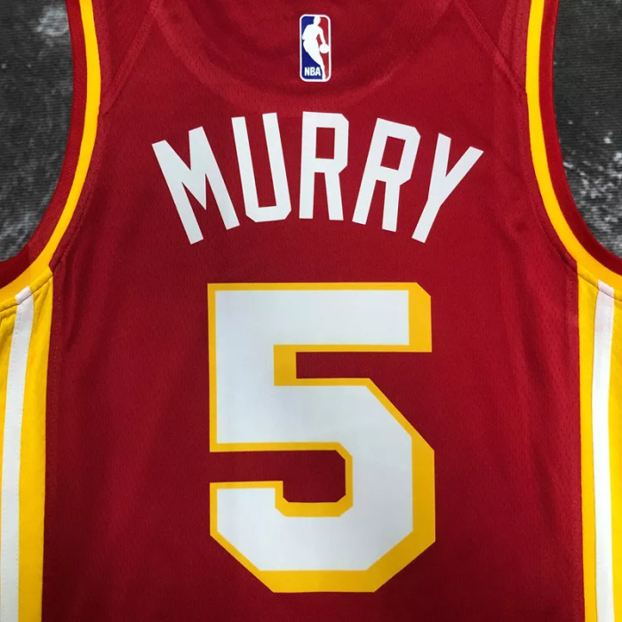 HAWKS MURRY #5 Red Top Quality Hot Pressing NBA Jersey (Trapeze Edition)