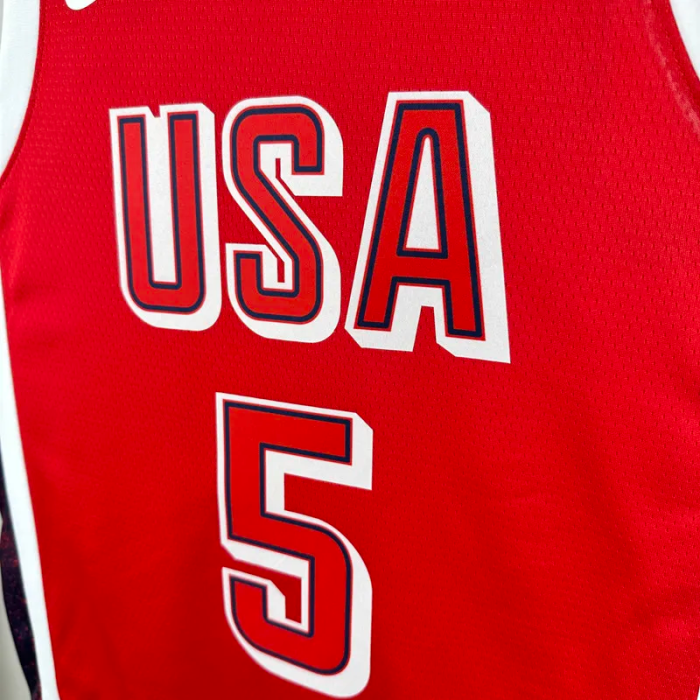 2024 Olympic Game USA EDWARDS # 5 Red Basketball Jersey