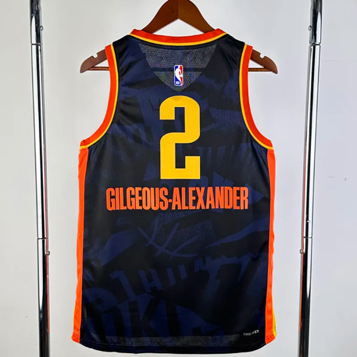 23-24 OKC Thunder GILGEOUS-ALEXANDER #2 Dark Blue City Edition Top Quality Hot Pressing NBA Jersey