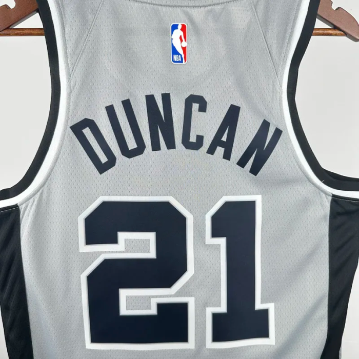 20-21 SA Spurs DUNCAN #21 Grey Top Quality Hot Pressing NBA Jersey (Trapeze Edition)