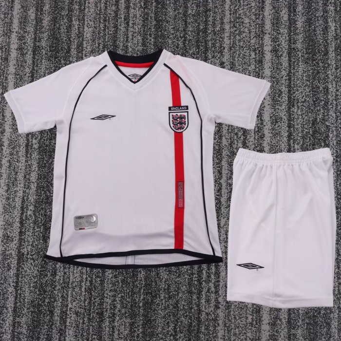 2002 England Home Kids Retro Soccer Jersey