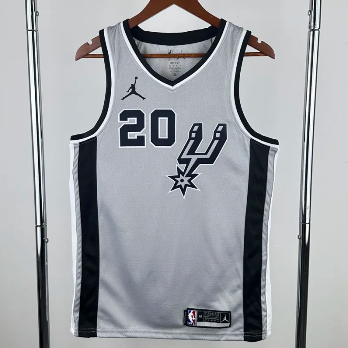 20-21 SA Spurs GINOBILI #20 Grey Top Quality Hot Pressing NBA Jersey (Trapeze Edition)