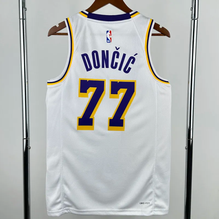 22-23 Lakers DONCIC #77 White Top Quality Hot Pressing NBA Jersey(圆领)
