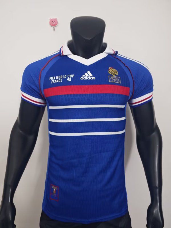 1998 France Home Player Version Retro Soccer Jersey*球员