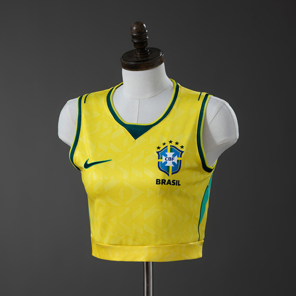 Copy Brazil 2026 Home Women's crop top style Jersey S-XXL