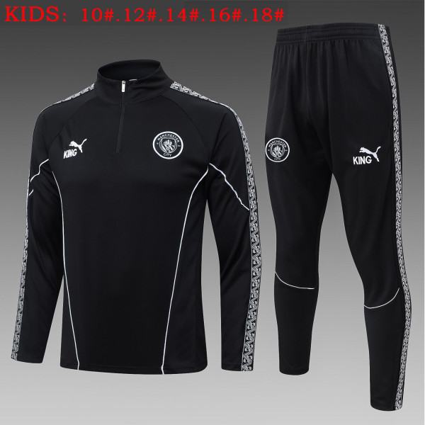 25-26 Man City High Quality Kids Half Pull Tracksuit