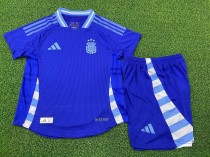 2024 Argentina Away Player Version Kids Soccer Jersey