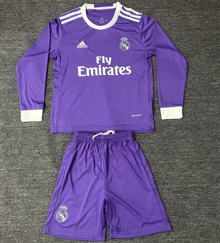 Retro 16/17 Real Madrid Away kids kit long sleeves