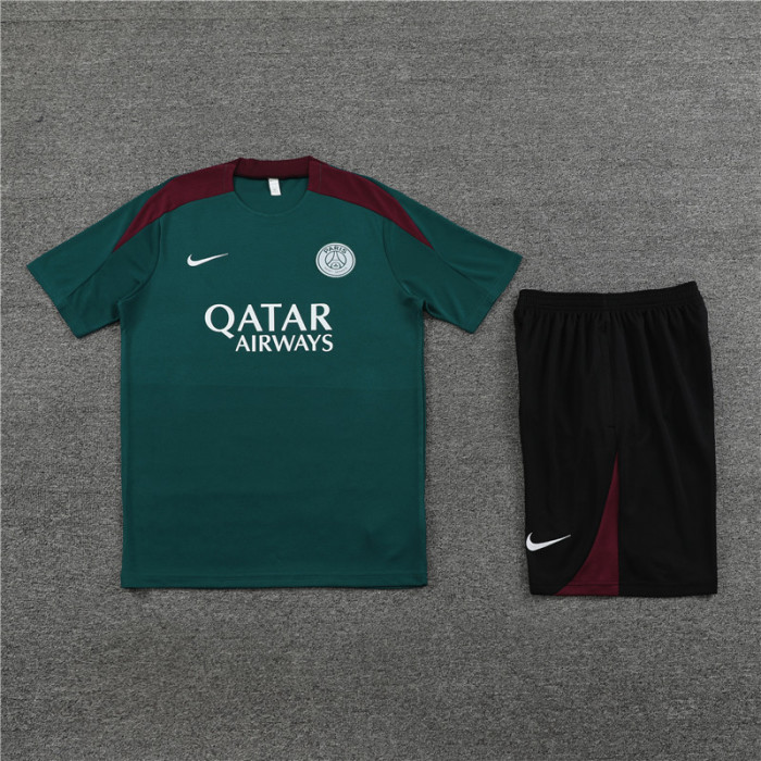 24/25 PSG short -sleeved green training suit