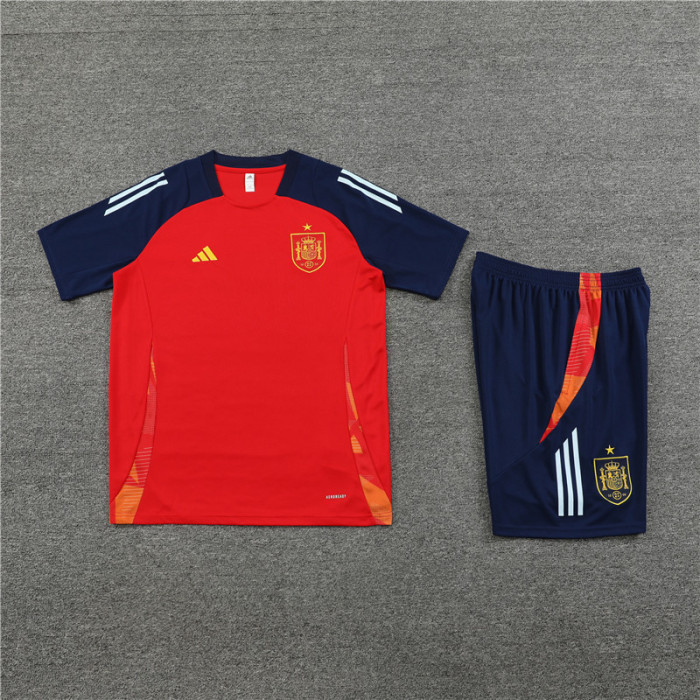 24/25 spain short -sleeved training suit red