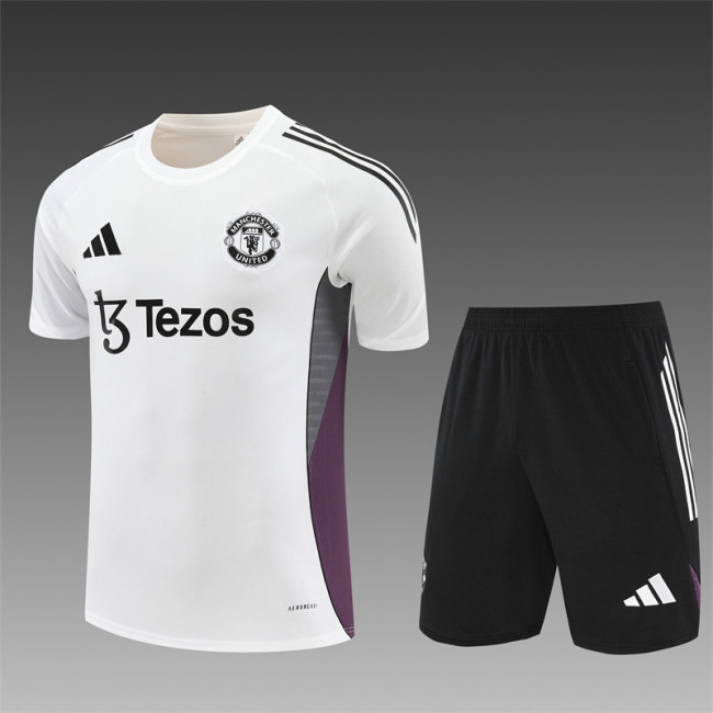 25/26 Manchester United Short sleeve  Adult training suit white