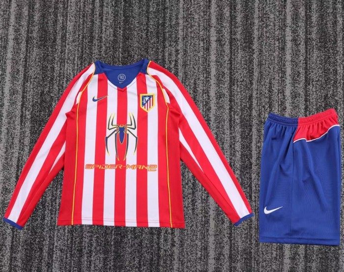 Retro 04/05 Atletico Madrid home kids kit long sleeves