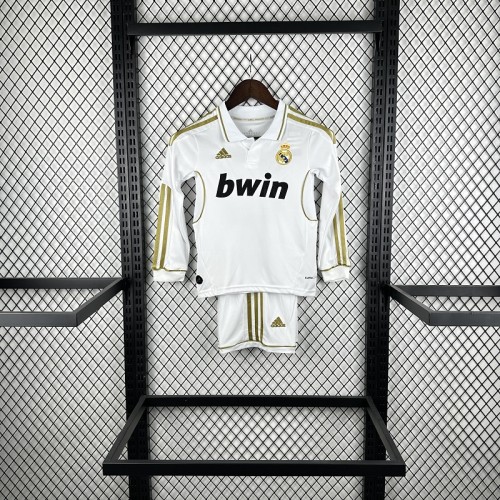 Retro 11/12 Real Madrid home kids kit long sleeves