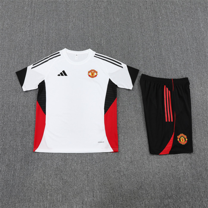 25/26 Manchester United Short sleeve  Adult training suit white