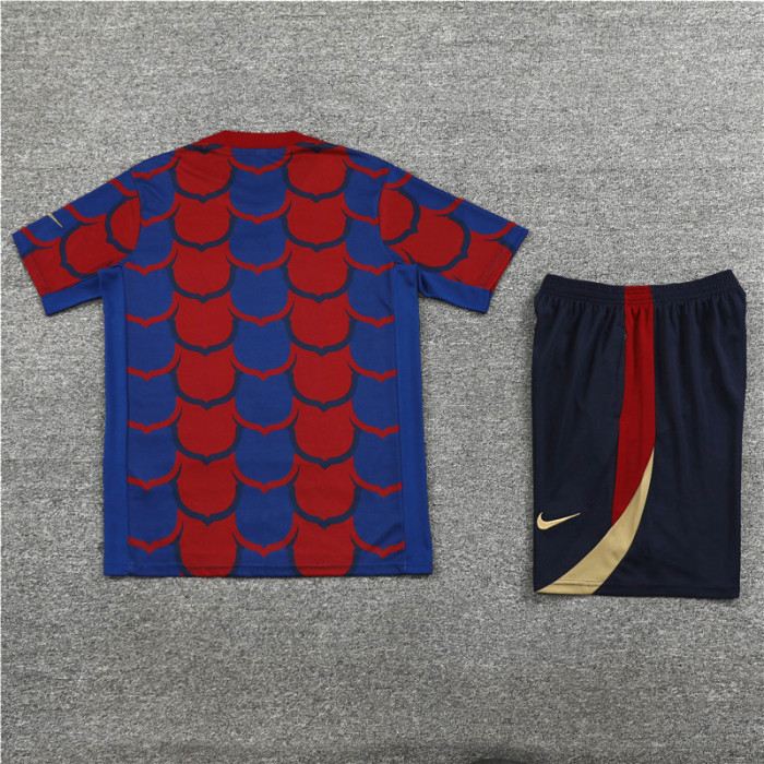 24/25 Barcelona Short sleeve training suit Red Blue