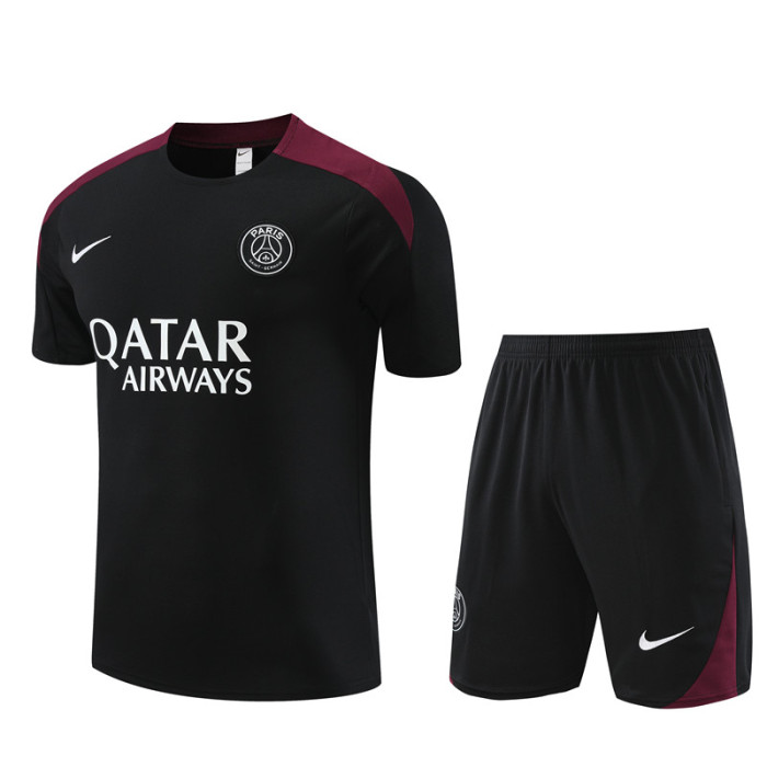 24/25 PSG Paris short -sleeved black training suit