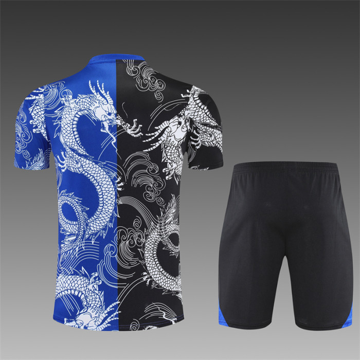 25/26 Real Madrid kids Short sleeve training suit black blue