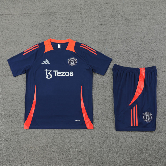 24/25 Manchester United Short sleeve royal blue training suit